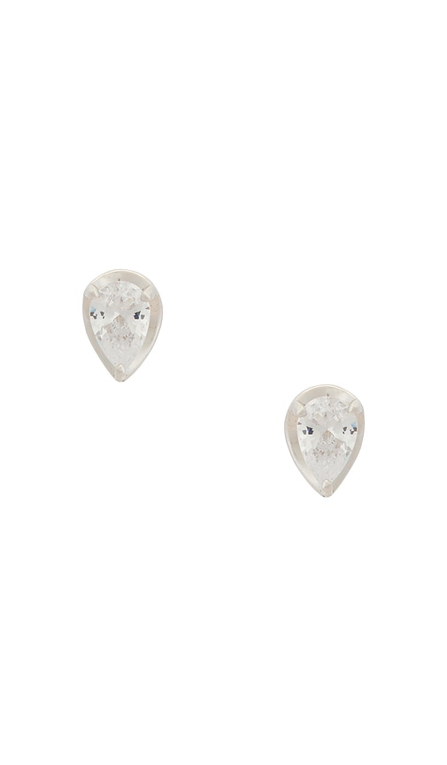 Mazin Jewels Center Stage Studs in Metallic Silver.