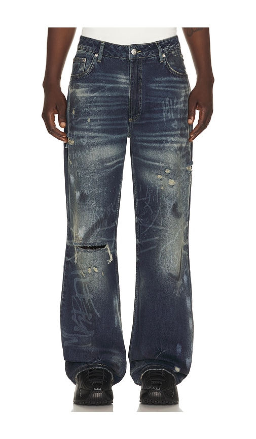 MISBHV Laser Tagged Denim Jeans in Crazy Blue | REVOLVE