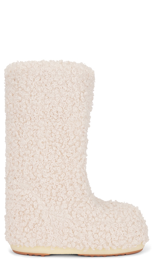 MOON BOOT Icon Faux Astrakan Boot in Cream