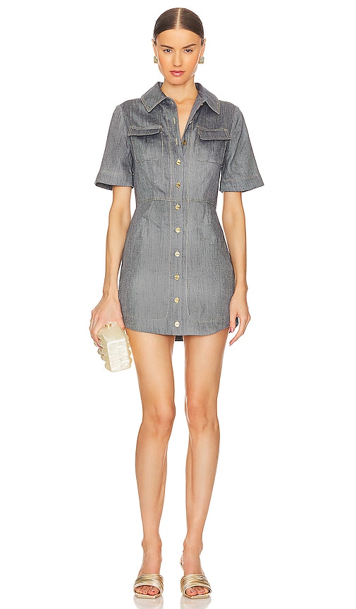 MATTHEW BRUCH Mini Shirt Dress in Denim