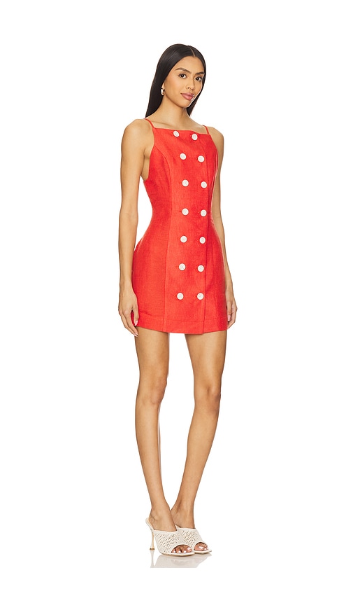 Shop Matthew Bruch Double Breasted Tank Dress In Red Linen