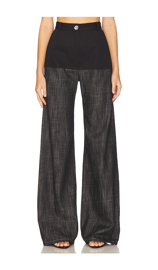 Matthew Bruch Rigid High-rise Wide-leg Jeans In Black