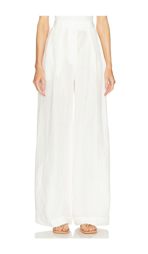 MATTHEW BRUCH Button Pleated Trouser in White