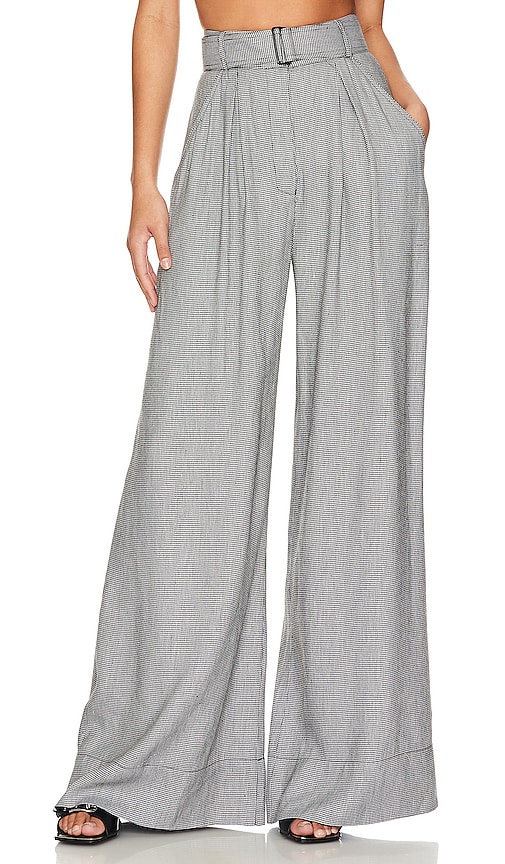 MATTHEW BRUCH Wide Leg Pleated Pant in Black, White