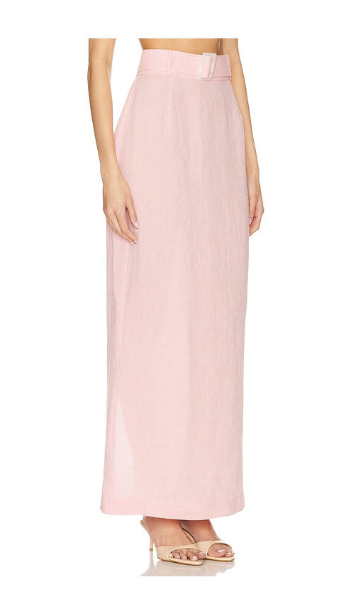 Shop Matthew Bruch Belted Maxi Pencil Skirt In Pink Linen