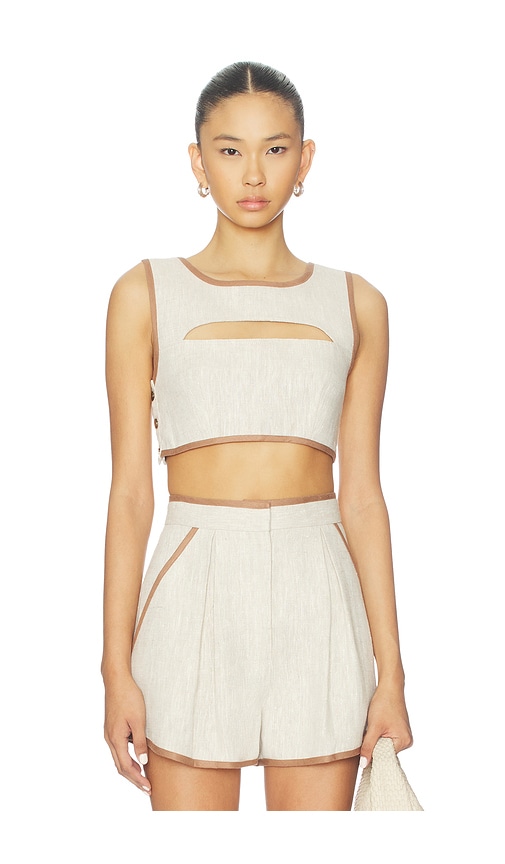 Matthew Bruch Bound Cutout Crop Top In Neutral