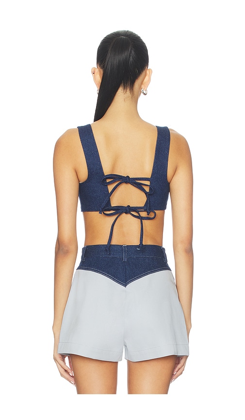  Matthew Bruch Cropped-top Mit Schnürung Hinten In Blue. Größe S. Also In M, L. 