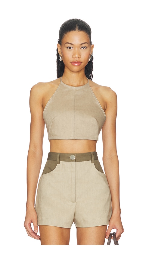 MATTHEW BRUCH Tie Halter Crop Top