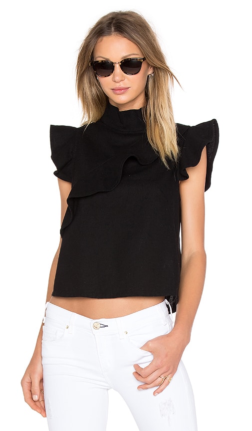 MCGUIRE Sorbonne Ruffle Top in Barrett Black