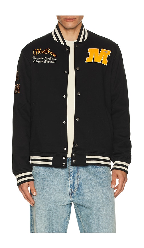 Mclaren Formula 1 Ready To Drive Fleece Varsity Jacket In Black