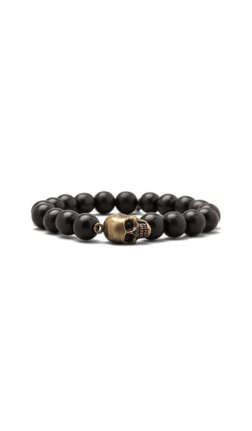 BEADED BRASS SKULL BRACELET