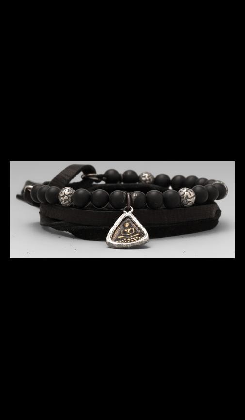 Three Wrap Leather and Stones Bracelet