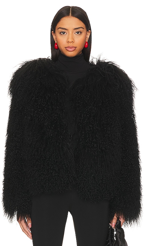 MISCREANTS Carrie Mongolian Coat in Black