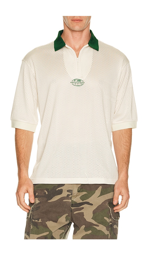 Metalwood Studio Quarter Zip Jersey Polo en Cream. Taille S. Also en M, L, XL/1X.
