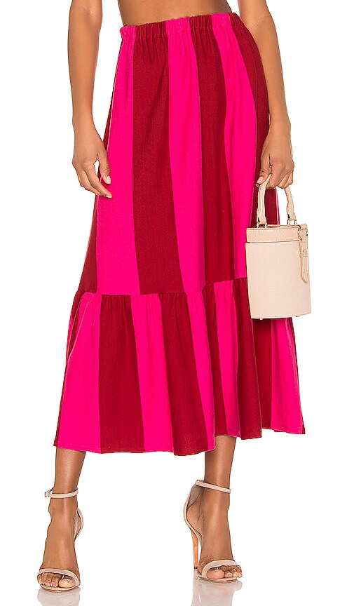 mds red dress Malinda Ls Smocked Midi Dress- Red