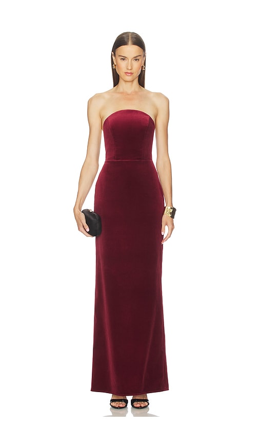 Michael Costello X Revolve Anjelique Velvet Gown In Burgundy