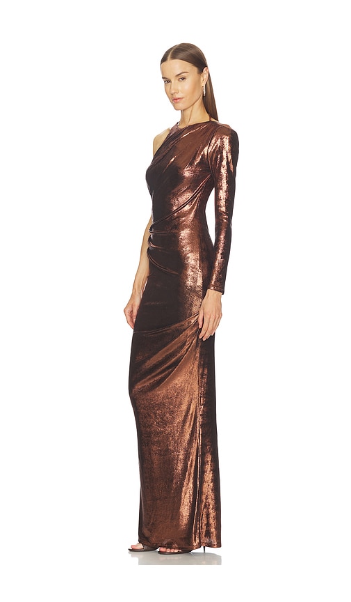  Michael Costello Maxikleid Giorgio In Metallic Copper. Größe Xs. Also In S, M, L. 