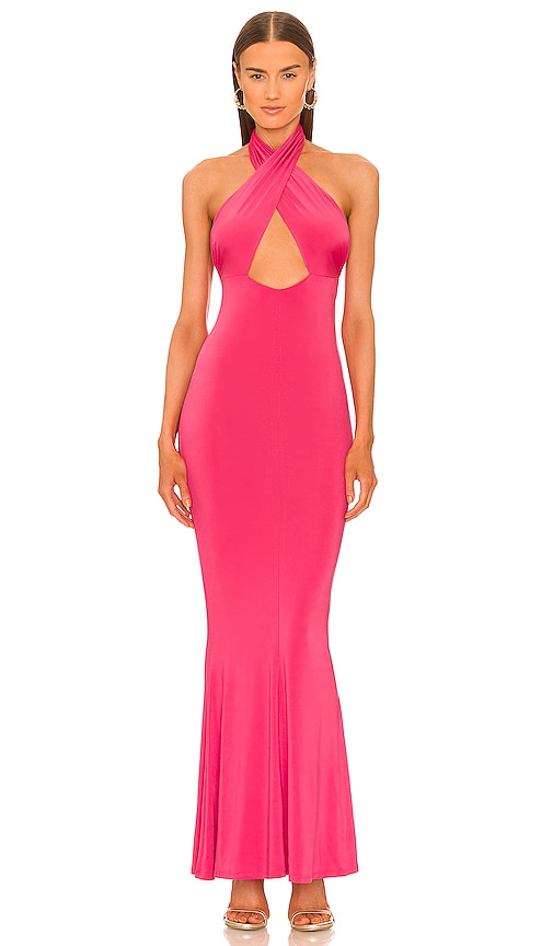 Michael Costello x REVOLVE Cross Front Maxi Dress in Hot Pink