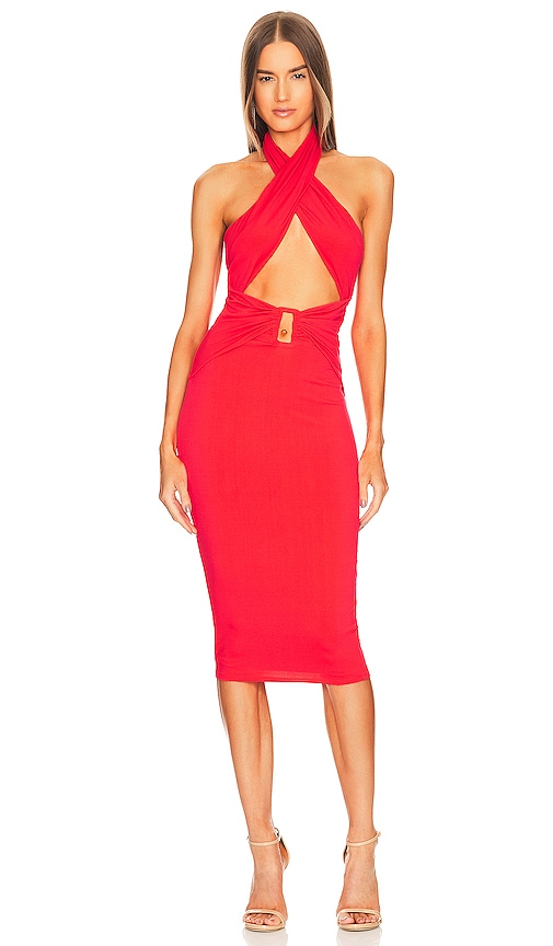 Michael Costello X Revolve Raylynn Dress In Hibiscus Red