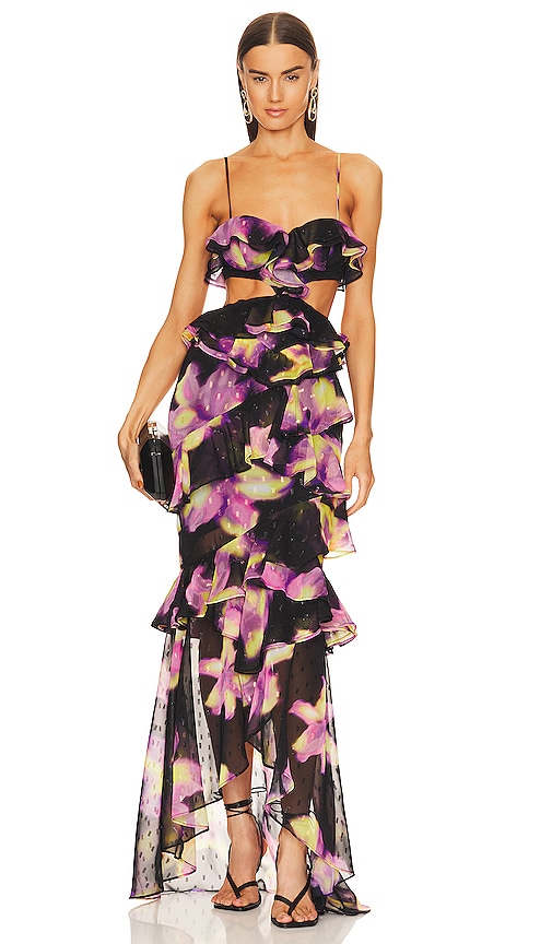 Michael Costello X Revolve Abby Gown In Black Floral