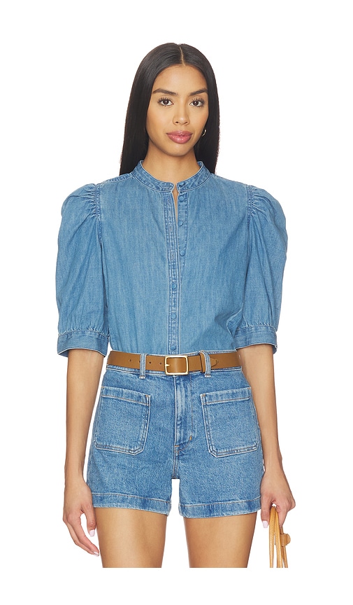 Madewell Denim Puff Sleeve Band Collar Shirt en Blue Taille 4 Also en 00 0 2 6 8 10 90 €