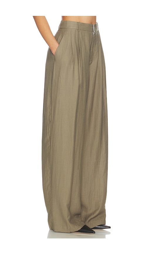  Mother Of All Pantalón Hedi Mid Waist Tailored Linen En Color Verde Oliva Talla M  (también En S, Xl, Xs). 