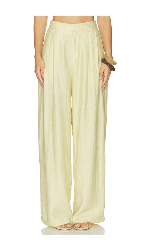 Mother of All Hedi Mid Waist Tailored Linen Pant in Lemon. - size M (also in S, XS)
