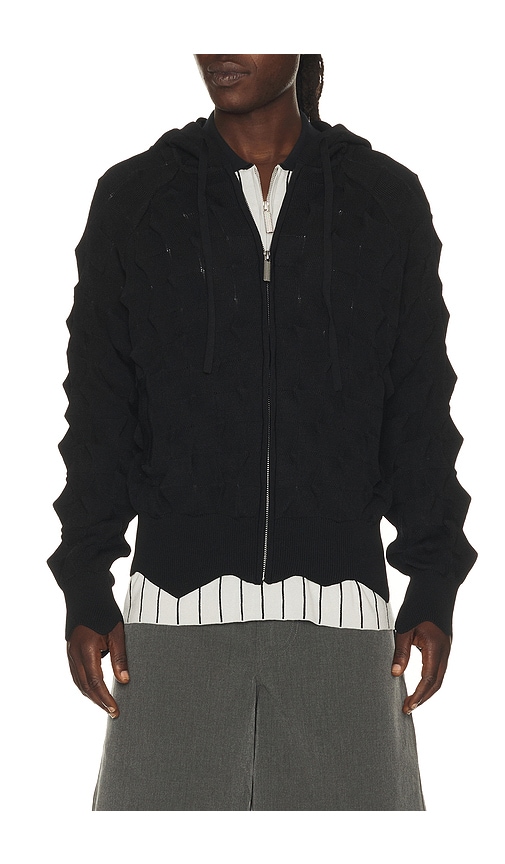 MADFRENZY Spiked Slim Zip Up Hoodie