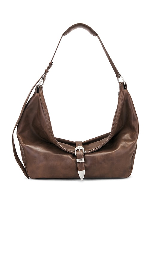 MARGESHERWOOD Belted Hobo Bag in Washed Brown Pull Up
