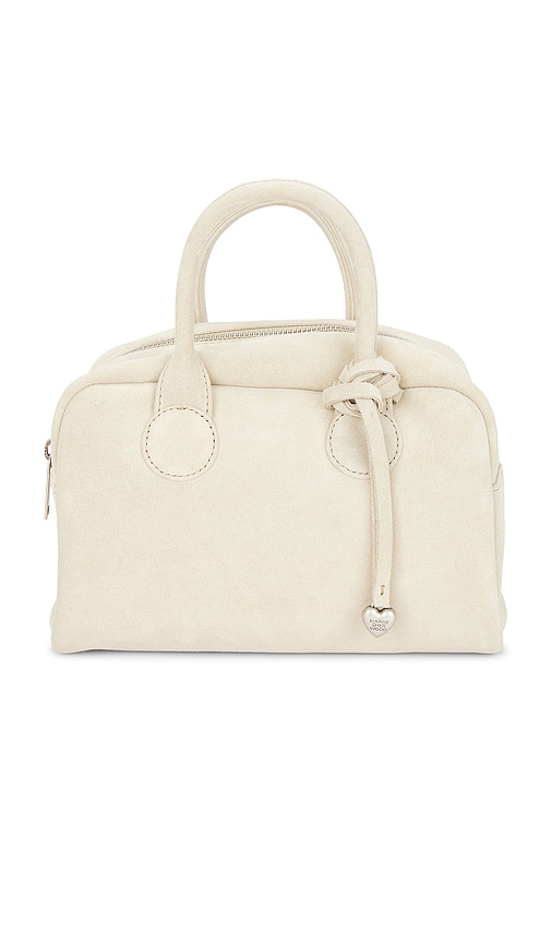 MARGESHERWOOD Soft Bowling Top Handle Bag in Soy Milk Suede