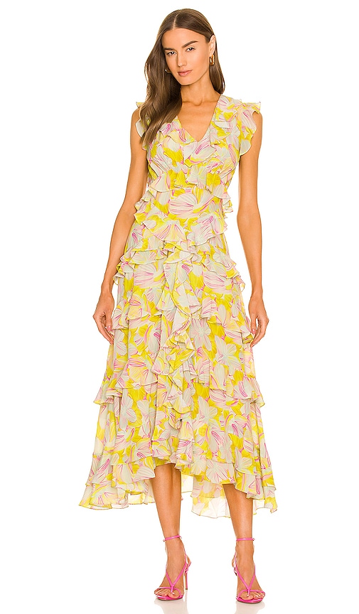 MERGIM Bianca Silk Dress in Yellow & Pink | REVOLVE
