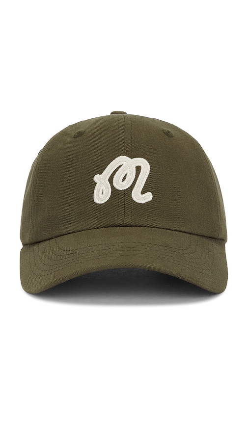 Washed Applique Hat in Olive.