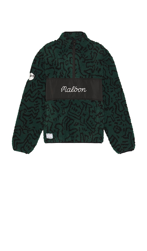 Malbon Golf x Keith Haring Sherpa Pullover in Green