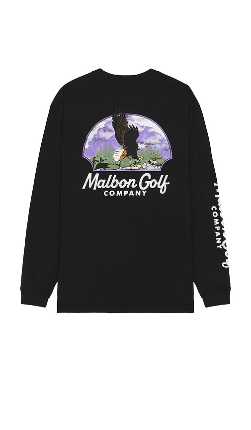 Shop Malbon Golf Eagle Long Sleeve Tee In Black