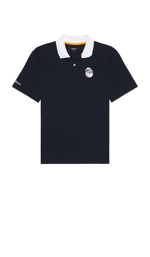 Malbon Golf Fishing Buckets Pique Polo in Navy