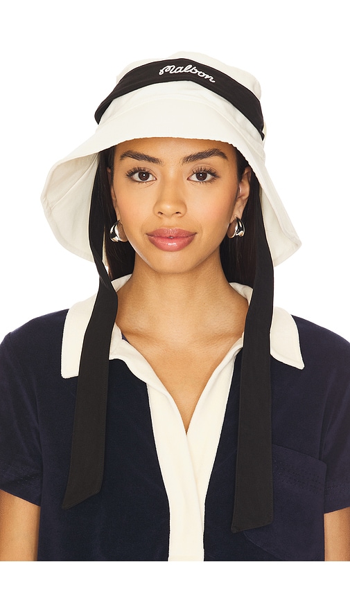 Delilah Open Top Bucket Hat in White. - size S/M (also in L/XL)