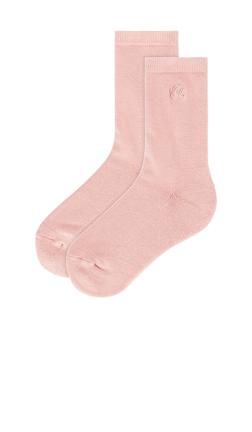 Shop Malbon Golf Hailey Crew Sock In 灰玫色