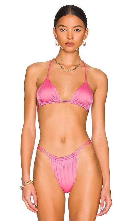 Monica Hansen Beachwear Money Maker Triangle Bikini Top In Pink Panther