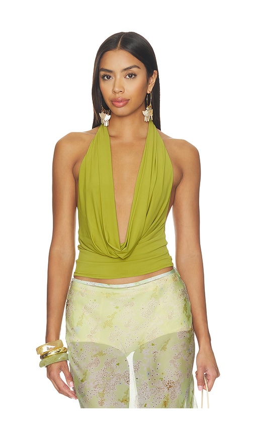 Mimchik Nico Halter Top in Olive. - size 0 (also in 2, 4)