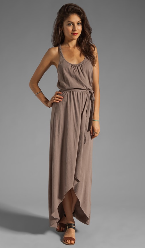 Sleeveless Scoop Neck Racerback Hi-Low Maxi