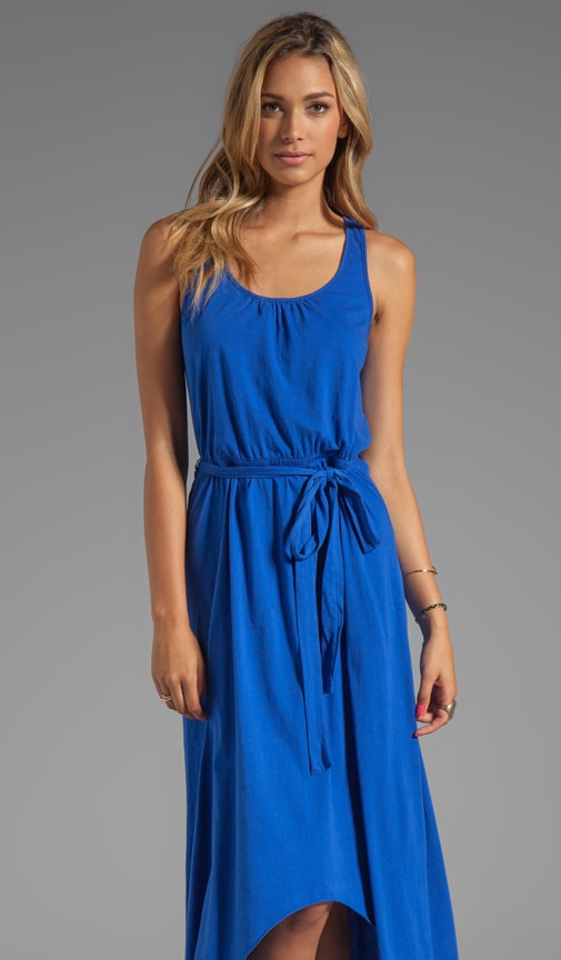 Jersey Knit Sleeveless Scoop Neck Racerback Hi-Lo Maxi Dress