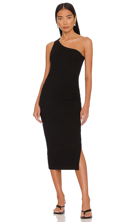 Michael Stars Coco Ribbed-knit One-shoulder Bodycon Dress In Black ...