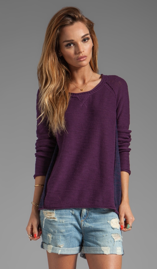 Slub Cotton Long Sleeve Scoop Neck Raglan Pullover
