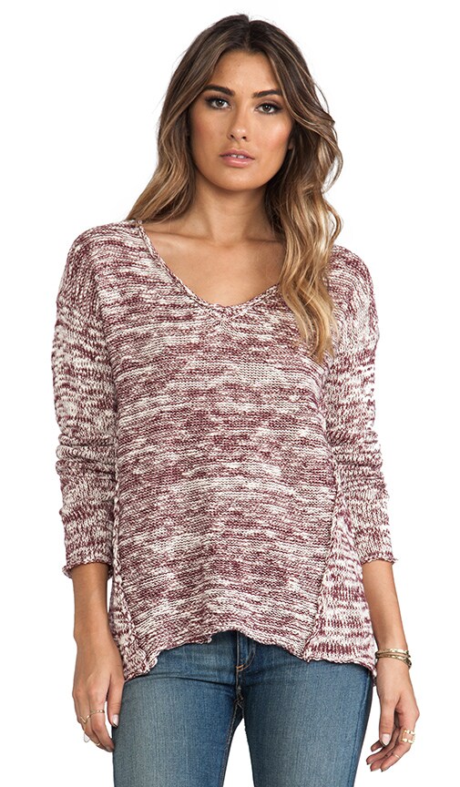 Marl Long Sleeve V Neck Hi-Low Sweater