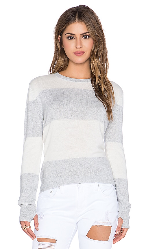 Striped Wideneck Thumbhole Sweater
