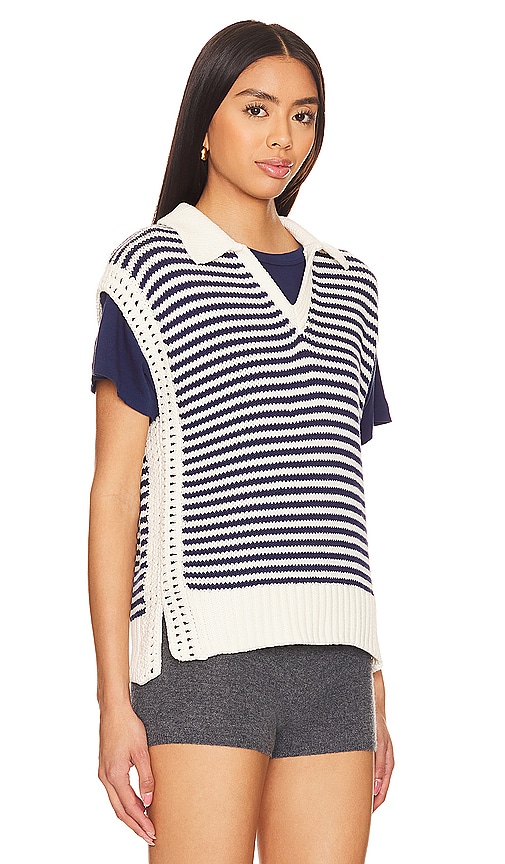 Shop Michael Stars Torrance Collared Sweater Vest In Blue