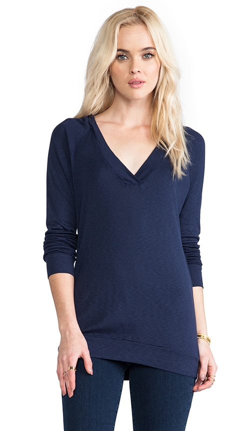 1x1 Long Sleeve V Neck Hoodie