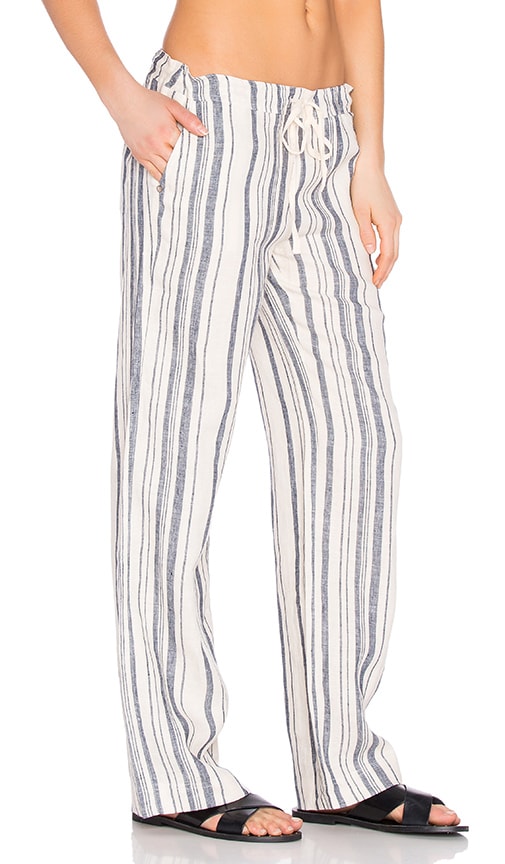 striped linen wide leg pants