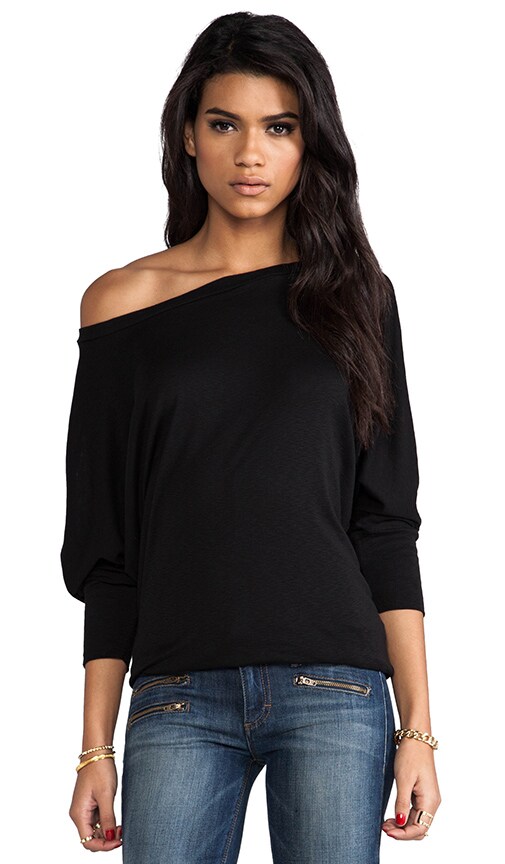 1x1 Slub Wide Neck Dolman Top