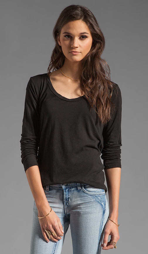 Long Sleeve Scoop Neck Hi-Low